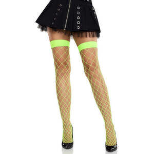 Leg Avenue - Ida Net Thigh High Stockings - Neon Green